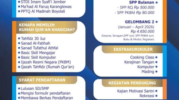 PENERIMAAN SANTRI BARU RQ PPA PURWOKERTO TH 2026